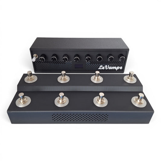 Contrôleur MIDI Boutique CustomControlZ LeVampe Pro MKII avec boîtier de tête à 8 potentiomètres et pédalier 8 switchs